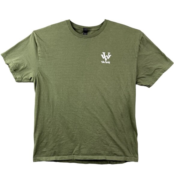 VIBE WORKS “MINE’S BIGGER” Graphic Tee Olive Green Men’s XL - Picture 2 of 6